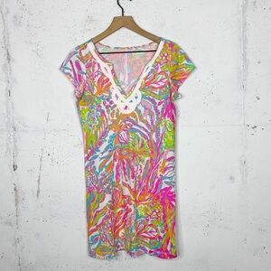 Lilly Pulitzer Brewster Tee Short Dress Tropical Print Size Medium
